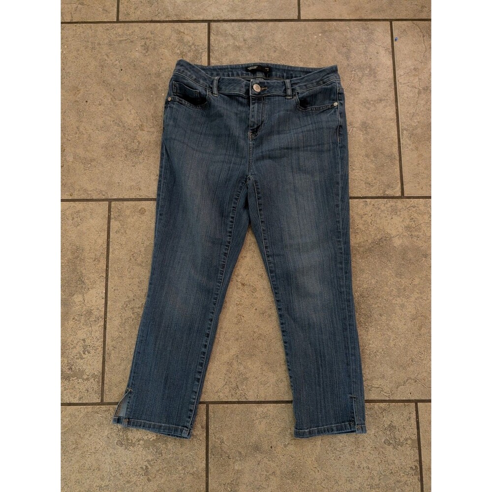 Simply Vera Vera Wang Capri Jeans Womens 8 Blue Stretch Denim Split Hem